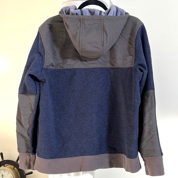 The North Face Men's Tech Sherpa Hoodie Dark Gray and Blue Large Fleece Lined ❄️ - Picture 7 of 12